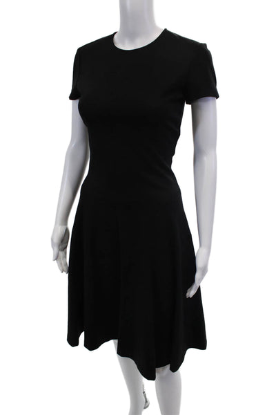 Magaschoni Collection Womens Zipped Short Sleeve Dress Black Size 0