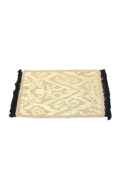 Shiraleah Chicago Metallic Bonita Black Tasseled Woven Placement Brown