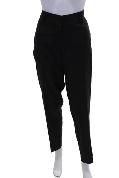 Eileen Fisher Womens Textured Zip Pleated Lined Tapered Leg Pants Black Size L
