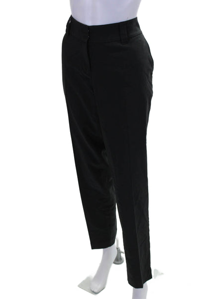 Eileen Fisher Womens Textured Zip Pleated Lined Tapered Leg Pants Black Size L