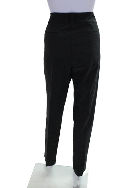 Eileen Fisher Womens Textured Zip Pleated Lined Tapered Leg Pants Black Size L