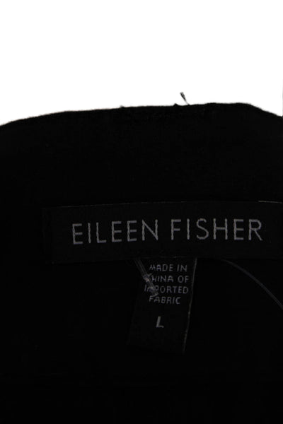 Eileen Fisher Womens Textured Zip Pleated Lined Tapered Leg Pants Black Size L