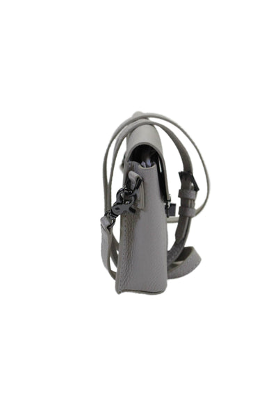 Botkier Womens Leather Turn Lock Tassel Charm Crossbody Bag Handbag Gray
