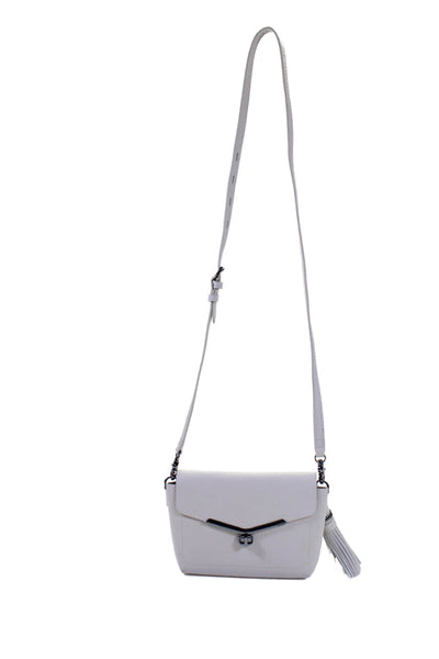 Botkier Womens Leather Turn Lock Tassel Charm Crossbody Bag Handbag Gray