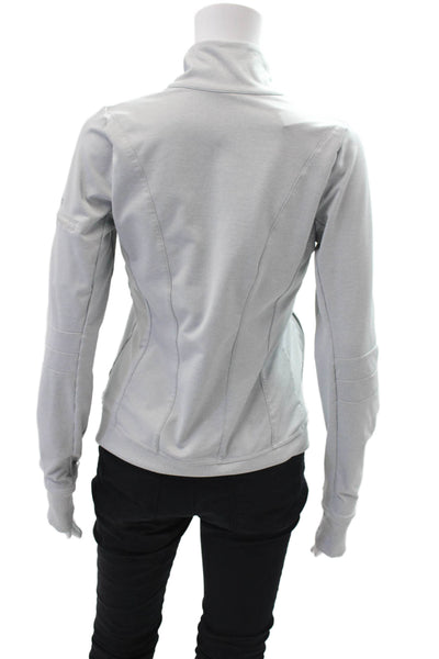 Alo Yoga Womens Full Zipper Mock Neck Sweatshirt Light Gray Size Medium