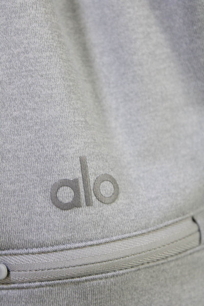 Alo Yoga Womens Full Zipper Mock Neck Sweatshirt Light Gray Size Medium