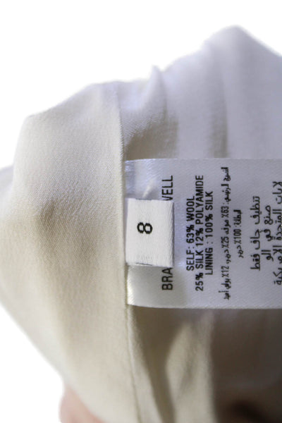 Brandon Maxwell Womens 3/4 Sleeve V Neck Mini Crepe Shift Dress White Size 8