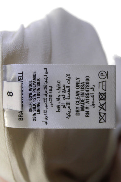 Brandon Maxwell Womens 3/4 Sleeve V Neck Mini Crepe Shift Dress White Size 8