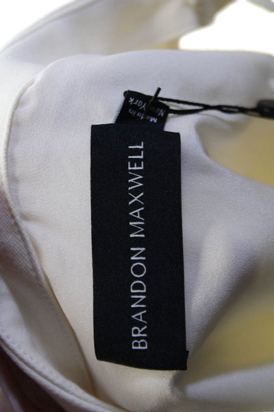 Brandon Maxwell Womens 3/4 Sleeve V Neck Mini Crepe Shift Dress White Size 8