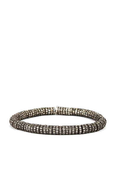 Munnu Womens Sterling Silver Diamond Rondelle Bead Bracelet 8" 34.3g