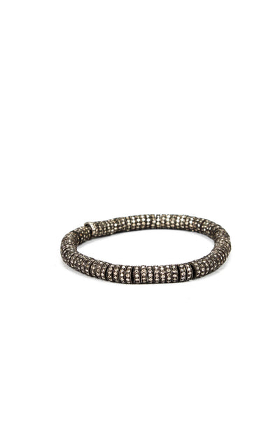Munnu Womens Sterling Silver Diamond Rondelle Bead Bracelet 8" 34.3g