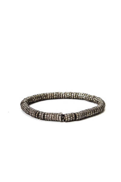 Munnu Womens Sterling Silver Diamond Rondelle Bead Bracelet 8" 34.3g