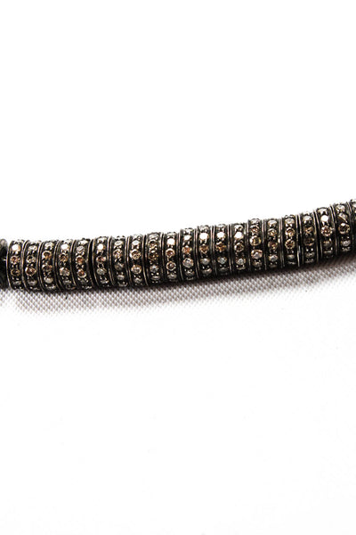Munnu Womens Sterling Silver Diamond Rondelle Bead Bracelet 8" 34.3g