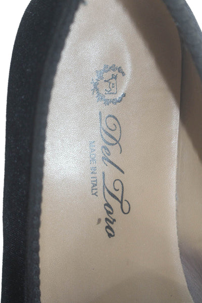 Del Toro Womens Velvet Slide On Casual Loafers Jet Black Size 8