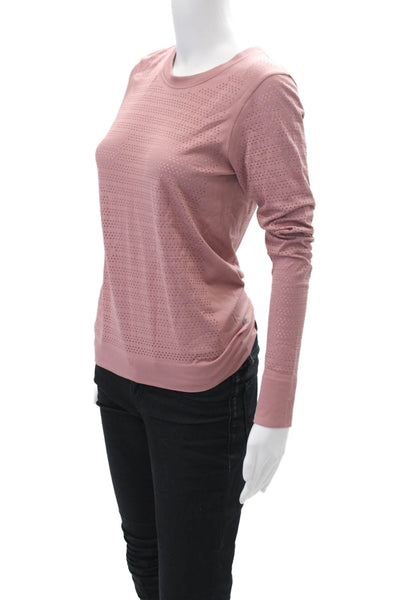 Lululemon Womens Activewear Long Sleeve Round Neck T-Shirt Pink Size 4