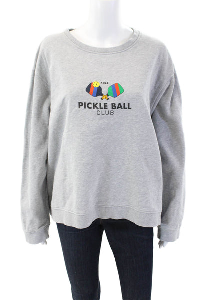 Kule Womens Long Sleeve Scoop Neck Pickle Ball Club Sweatshirt Gray Size 2XL