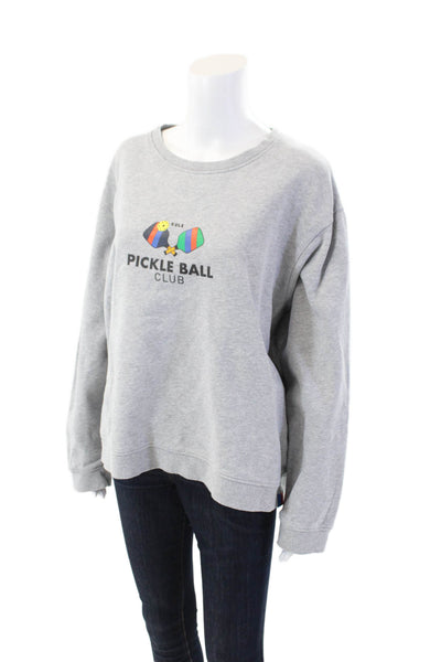 Kule Womens Long Sleeve Scoop Neck Pickle Ball Club Sweatshirt Gray Size 2XL