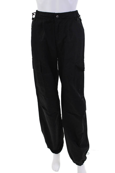 Absolu Womens High Rise Zip Up Cargo Pants Black Cotton Size EUR 34