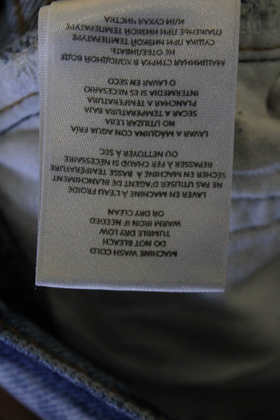 Re/Done Womens High Rise Fly Button Light Wash Straight Leg Jeans Blue Size 28