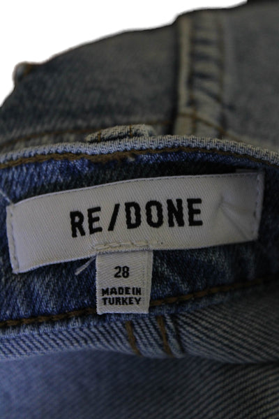 Re/Done Womens High Rise Fly Button Light Wash Straight Leg Jeans Blue Size 28