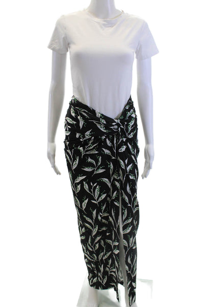 Paco Rabanne Womens Textured Knotted Front Slit Zip Floral Skirt Black Size S