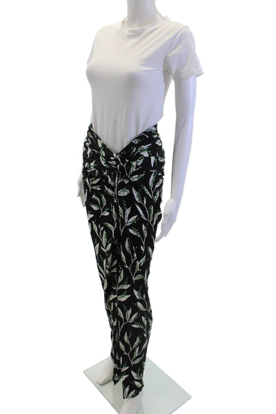 Paco Rabanne Womens Textured Knotted Front Slit Zip Floral Skirt Black Size S