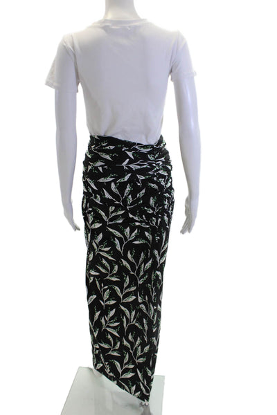 Paco Rabanne Womens Textured Knotted Front Slit Zip Floral Skirt Black Size S