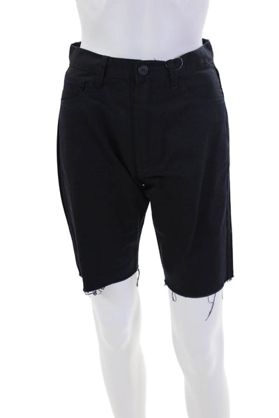 J. Galt Womens Slim High Waist Zip Up Shorts Navy Blue Cotton Size 28
