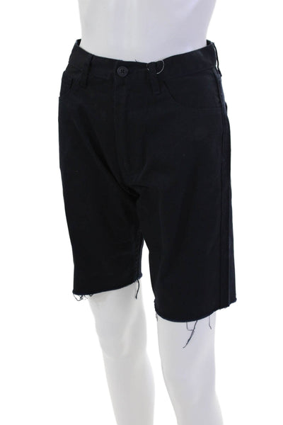 J. Galt Womens Slim High Waist Zip Up Shorts Navy Blue Cotton Size 28