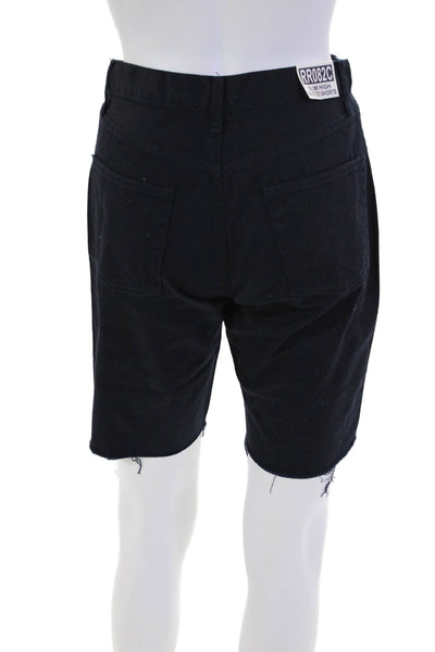J. Galt Womens Slim High Waist Zip Up Shorts Navy Blue Cotton Size 28