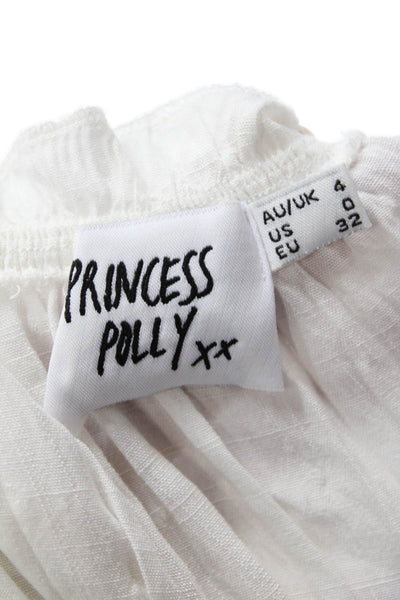 Princess Polly Womens Swiss Dot Short Sleeves High Rise Romper White Size 0