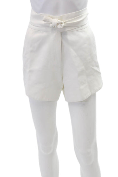 IRO Womens Belted Four Pocket Rounded Hem High-Rise Shorts White Size 34