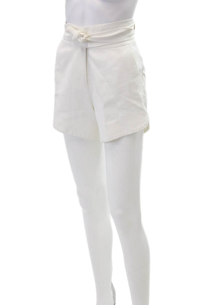 IRO Womens Belted Four Pocket Rounded Hem High-Rise Shorts White Size 34