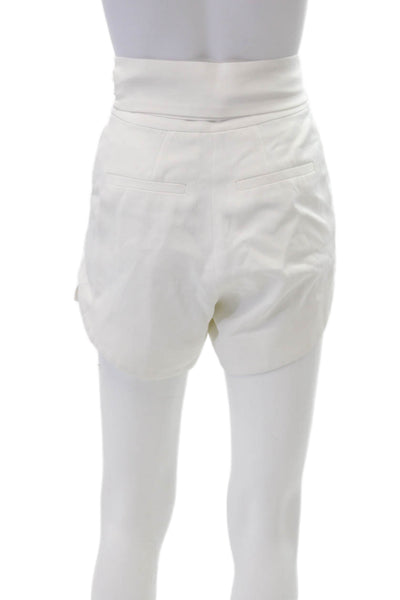 IRO Womens Belted Four Pocket Rounded Hem High-Rise Shorts White Size 34