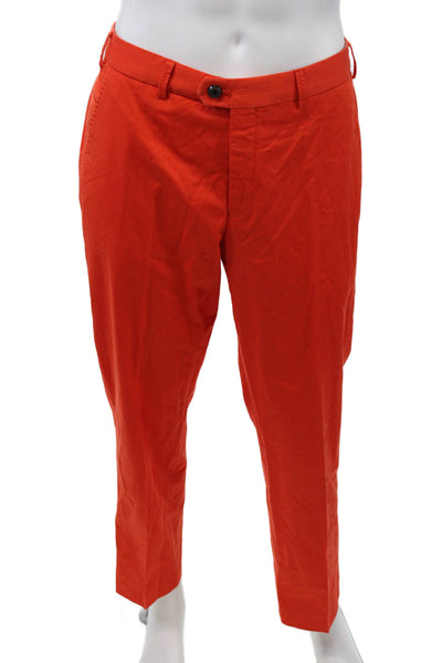 Maus And Hoffman Mens Zip Up Creased Khaki Pants Orange Cotton Size EUR 52