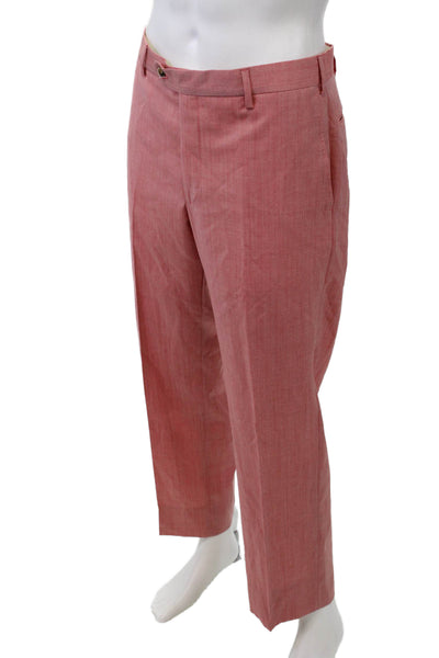 Maus And Hoffman Mens Creased Straight Leg Dress Pants Red Wool Size 36