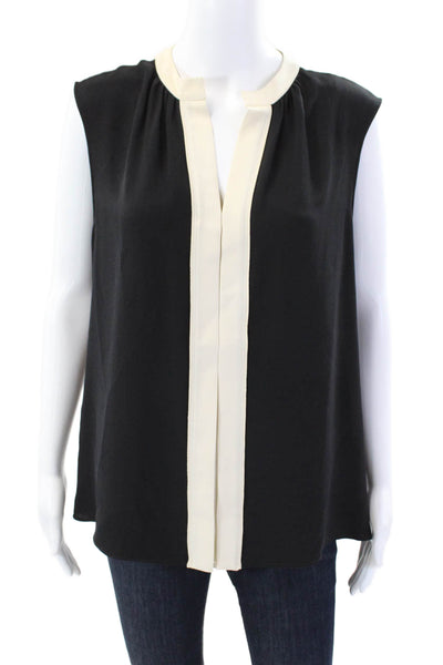 Derek Lam Womens Textured Sleeveless Colorblock Tank Blouse Black Size 0
