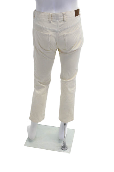 Peter Millar Mens Corduroy 5 Pocket Straight Leg Casual Pants Cream Size 30
