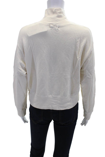 Monrow Womens Textured Long Sleeve Turtleneck Knit Ribbed Sweater Cream Size S