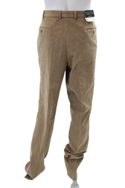 Hiltl Mens Cotton Pleated Dante Trouser Pants Khaki Size 40
