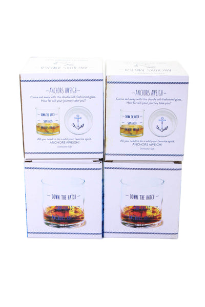 Twos Company Anchors Aweigh Double Old Fashioned Glass Tumbler Clear Lot 4