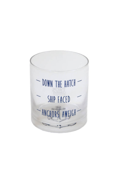 Twos Company Anchors Aweigh Double Old Fashioned Glass Tumbler Clear Lot 4