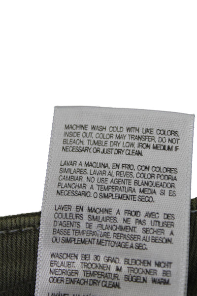 Mother Womens Cotton Mid-Rise Button Close 4 Pocket Skinny Pants Green Size 26