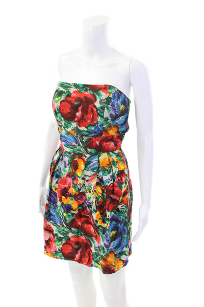 Dolce & Gabbana Womens Cotton Floral Strapless Mini Dress Multicolor Size 42