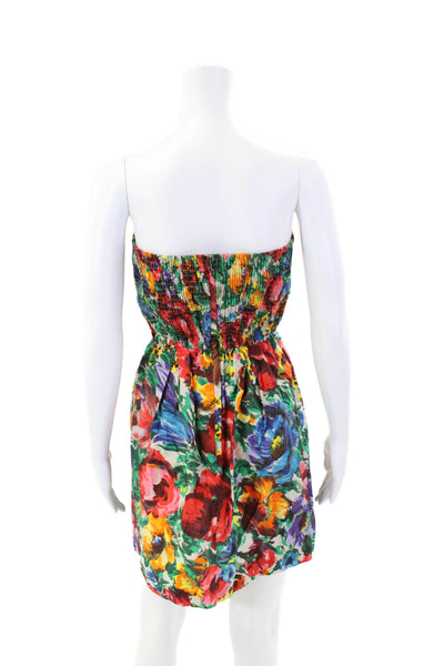 Dolce & Gabbana Womens Cotton Floral Strapless Mini Dress Multicolor Size 42