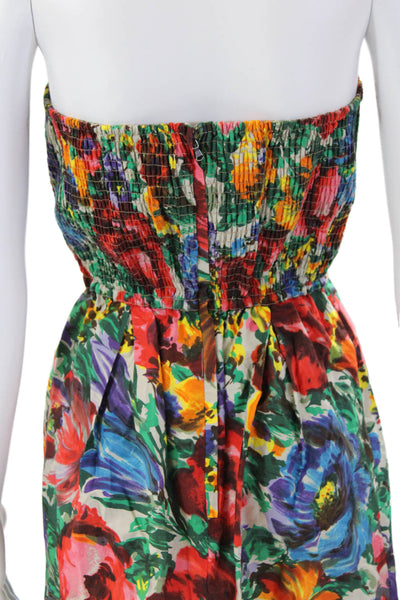 Dolce & Gabbana Womens Cotton Floral Strapless Mini Dress Multicolor Size 42