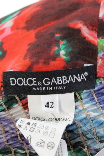 Dolce & Gabbana Womens Cotton Floral Strapless Mini Dress Multicolor Size 42
