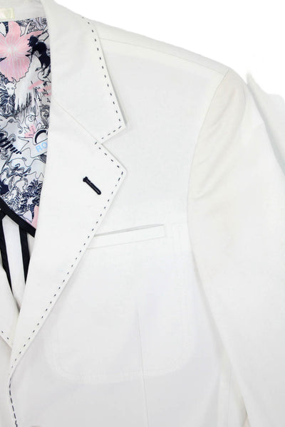 Scott Langton Mens Cotton Two Button Solid Unlined Blazer Jacket White Size 36