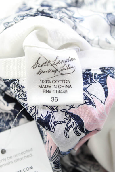 Scott Langton Mens Cotton Two Button Solid Unlined Blazer Jacket White Size 36