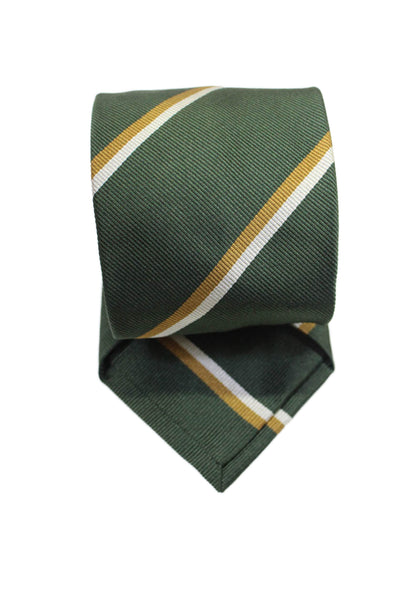Sartoria Castangia Mens Silk Striped Wrap Around Tie Green One Size